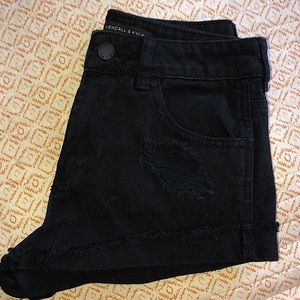 Kendall & Kylie Black High Waisted Distressed Cuffed Denim Shorts Size 24